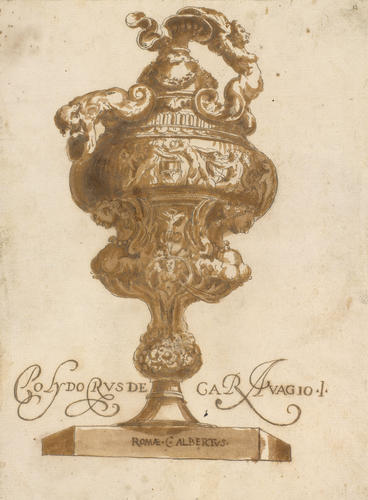 An antique vase, with a triton and a harpy as handles