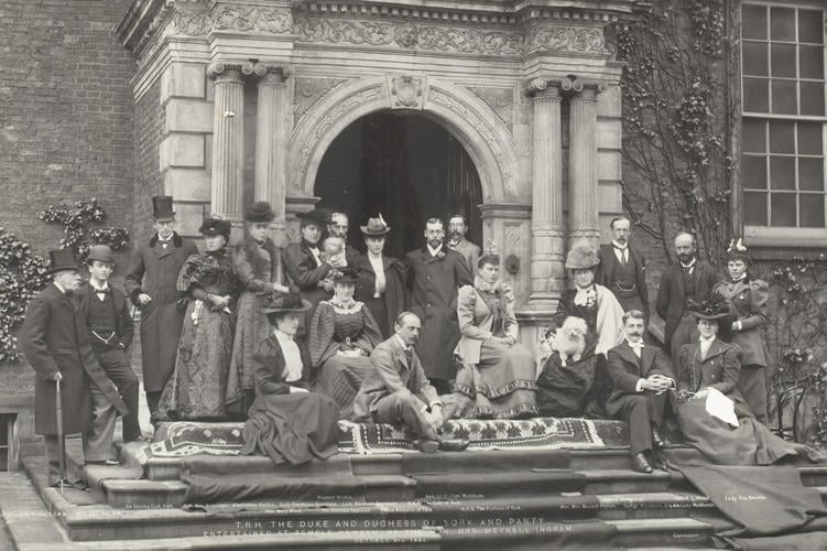 Group photograph of the Duke and Duchess of York and party at Temple Newsam, Leeds, 6 October 1894