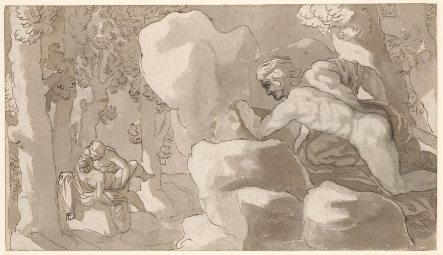 Polyphemus discovering Acis and Galatea
