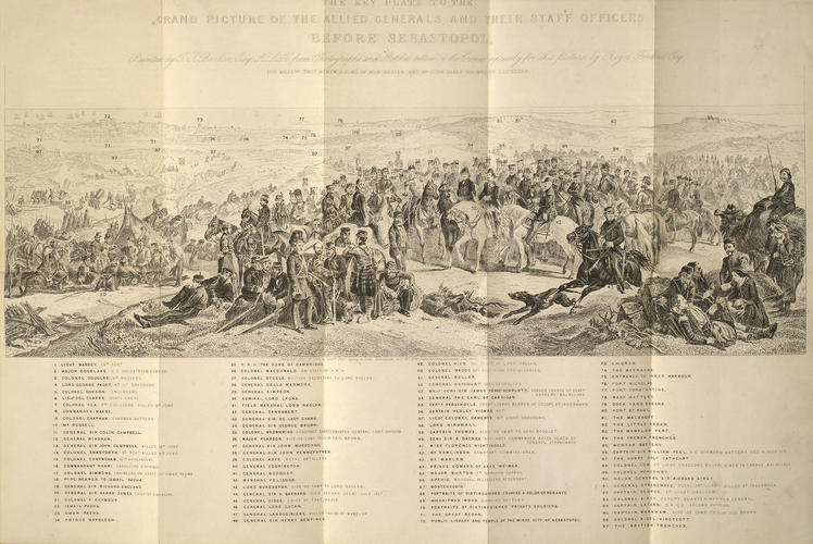 Key plate to the painting Allied Generals before Sebastopol by Thomas Jones Barker Key plate to the painting Allied Generals before Sebastopol by Thomas Jones Barker