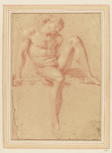 A male nude seated, the left leg bent and raised A male nude seated, the left leg bent and raised