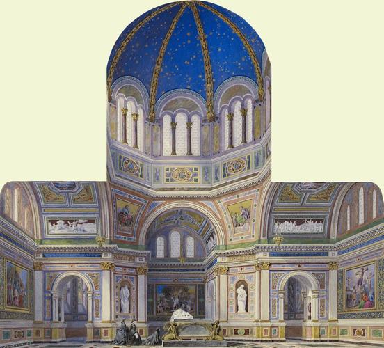 Royal Mausoleum, Frogmore: realised design of the interior, looking towards the Chapel of the Altar Royal Mausoleum, Frogmore: realised design of the interior, looking towards the Chapel of the Altar