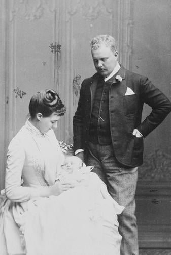 Duke and Duchess of Braganca, Crown Prince and Princess of Portugal with their infant son Don Luis Philippe, 1888. [Album: Photographs. Royal Portraits, vo. 45]