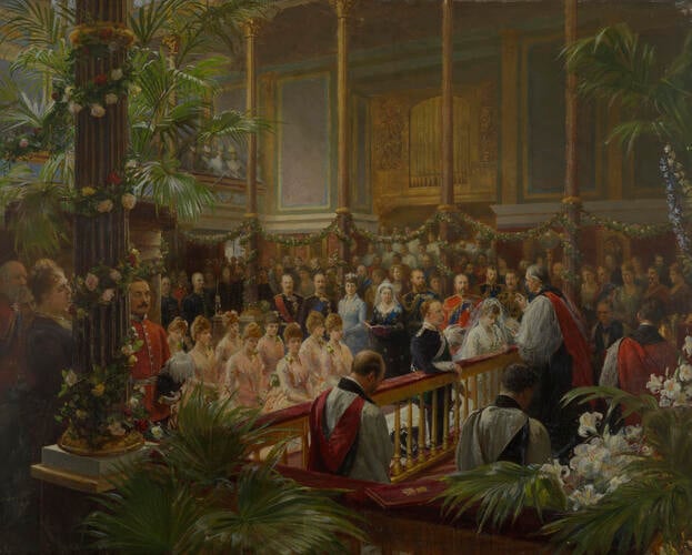 The Marriage of Princess Louise of Wales with the Duke of Fife at Buckingham Palace, 27th July 1889 The Marriage of Princess Louise of Wales with the Duke of Fife at Buckingham Palace, 27th July 1889