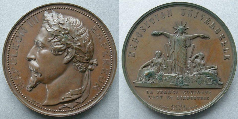 France. medal commemorating the Universal Exhibition in Paris, 1855