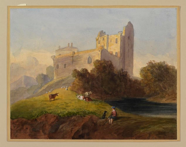 Ruined castle above a river