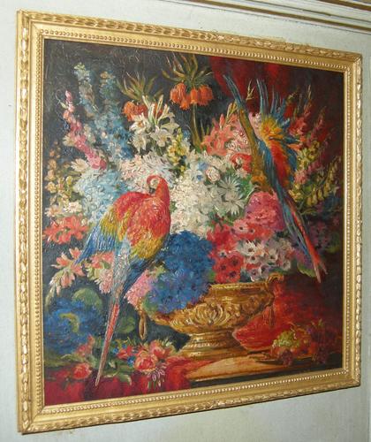 Still Life of Flowers and Parrots Still Life of Flowers and Parrots