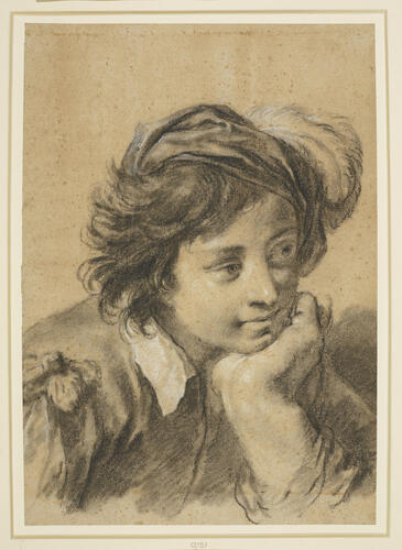 The head of a boy in a plumed hat The head of a boy in a plumed hat