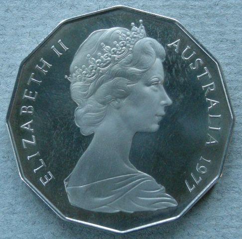 Australia. Proof 50 cents commemorating the Silver Jubilee of H. M. Queen Elizabeth II Australia. Proof 50 cents commemorating the Silver Jubilee of H. M. Queen Elizabeth II