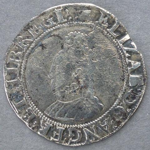 Elizabeth I. Shilling, mintmark woolpack Elizabeth I. Shilling, mintmark woolpack