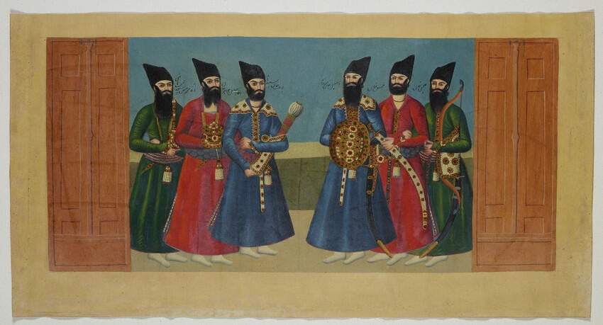 Master: The Court of Fath Ali Shah at the Nowrooz Salaam Ceremony.
Item: The Junior princes standing below the steps of the throne