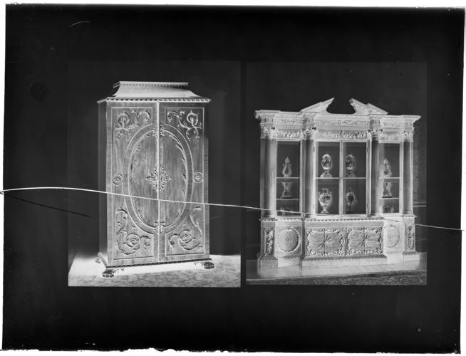 Glass plate negative of a wardrobe and bookcase Glass plate negative of a wardrobe and bookcase