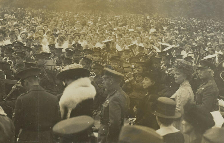 Master: Page 16 of Queen Mary's Album, volume 19 (15th July 1918 - 22nd June 1921)
Item: Empire Day in Hyde Park, 24 May 1919 Master: Page 16 of Queen Mary's Album, volume 19 (15th July 1918 - 22nd June 1921)
Item: Empire Day in Hyde Park, 24 May 1919
