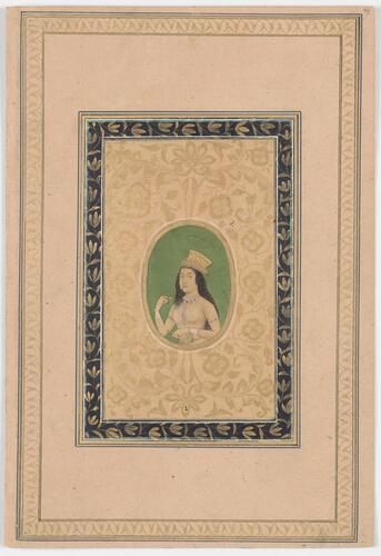 Master: Mughal album of portraits, animals and birds.
Item: Paintings of a yellow hammer bird and a European lady Master: Mughal album of portraits, animals and birds.
Item: Paintings of a yellow hammer bird and a European lady