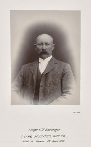 Major Charles Frederick Sprenger (Cape Mounted Rifles) killed at Wepener 9th April 1900: Anglo-Boer War, 1900