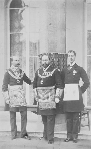 Portrait photograph of The Prince of Wales, Duke of Clarence and The Duke of Connaught, 1886