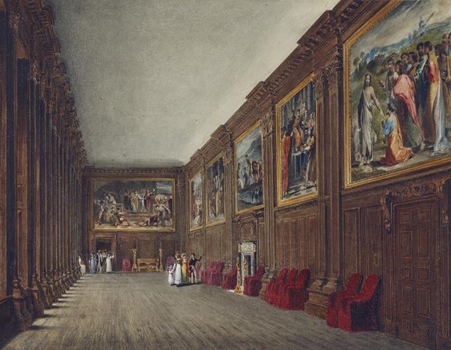 Hampton Court Palace: The Cartoon Gallery, 1818