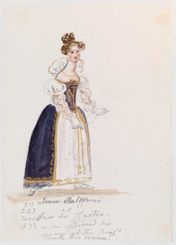 Master: PRINCESS VICTORIA SKETCHES 1
Item: Pallerini as Ines di Castro as she appeared this season at the King's Theatre