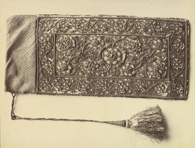 Cloth bag with tassles, Embroidered with beads: Prince of Wales Tour of India 1875-6 (vol. 5) Cloth bag with tassles, Embroidered with beads: Prince of Wales Tour of India 1875-6 (vol. 5)
