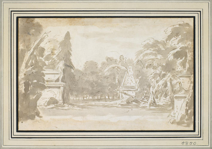 An exotic garden with tombs