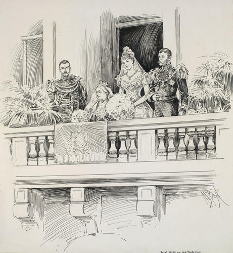 Marriage of the Duke and Duchess of York: the royal party on the balcony at Buckingham Palace Marriage of the Duke and Duchess of York: the royal party on the balcony at Buckingham Palace