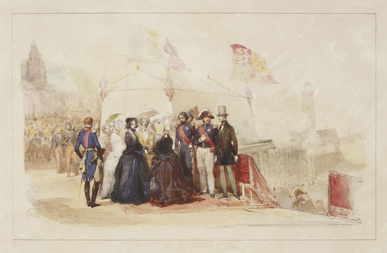 Royal Visit to Louis-Philippe: the duchesse d'Orleans presented to Queen Victoria by Queen Marie-Amelie. 2 September 1843