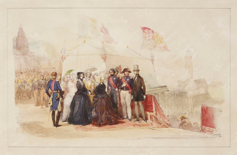 Royal Visit to Louis-Philippe: the duchesse d'Orléans presented to Queen Victoria by Queen Marie-Amélie. 2 September 1843