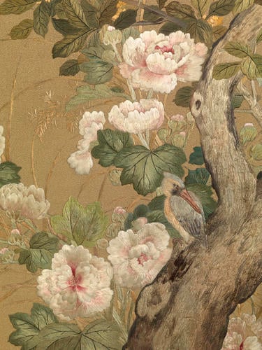 Embroidered folding screen