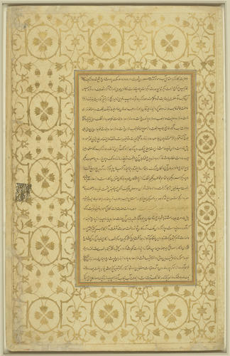 Master: Padshahnamah پادشاهنامه (The Book of Emperors)
Item: The Arrival of Prince Awrangzeb at the court at Lahore (9 January 1640) Master: Padshahnamah پادشاهنامه (The Book of Emperors)
Item: The Arrival of Prince Awrangzeb at the court at Lahore (9 January 1640)
