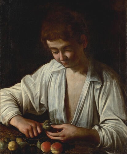 Boy Peeling Fruit