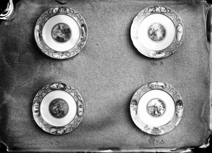Glass plate negative of dinner plates Glass plate negative of dinner plates