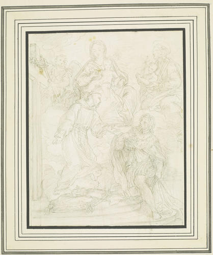 St Louis presented to the Virgin and Child by St Francis