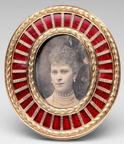 Frame with a photograph of Queen Mary, when Duchess of York