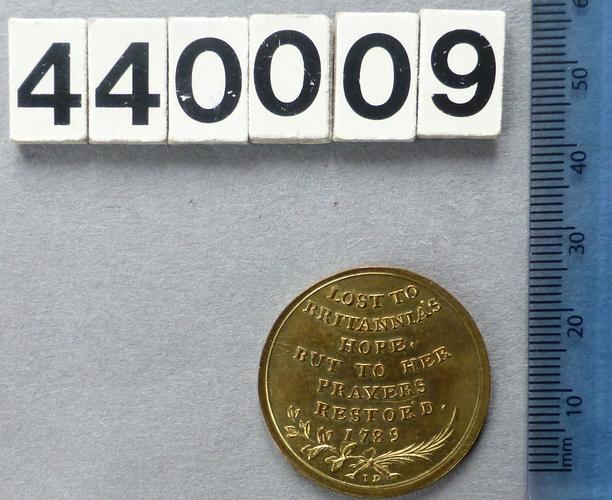 Great Britain. 	Medal commemorating the Recovery of King George III from illness, 1789