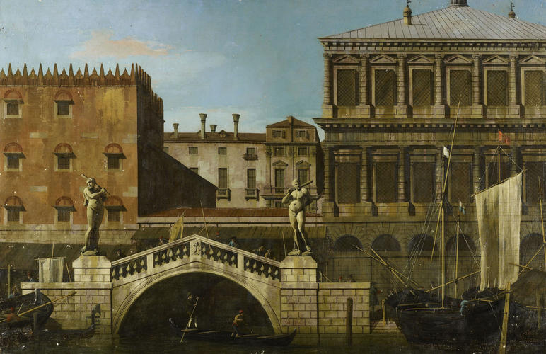 Venice: Caprice View of the Zecca and Granaries with the Ponte della Pescaria Venice: Caprice View of the Zecca and Granaries with the Ponte della Pescaria