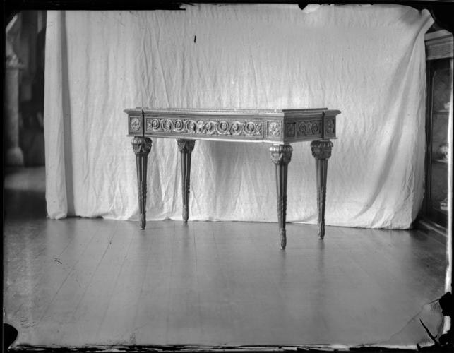Glass plate negative of a console table in the Grand Corridor, Windsor Castle Glass plate negative of a console table in the Grand Corridor, Windsor Castle