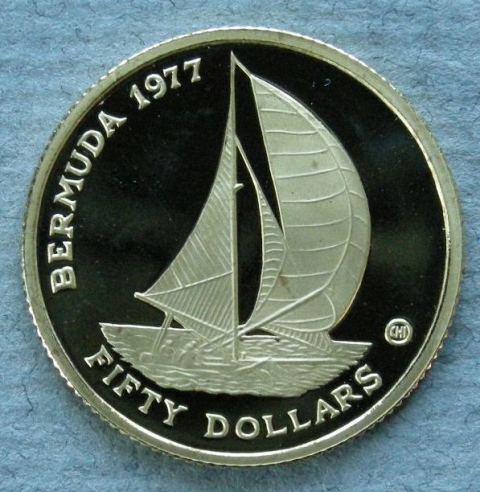 Bermuda. Proof $50, commemorating the Silver Jubilee of the Reign of Queen Elizabeth II, 1977 Bermuda. Proof $50, commemorating the Silver Jubilee of the Reign of Queen Elizabeth II, 1977