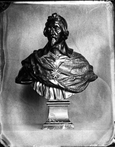 Glass plate negative of a bronze bust Glass plate negative of a bronze bust