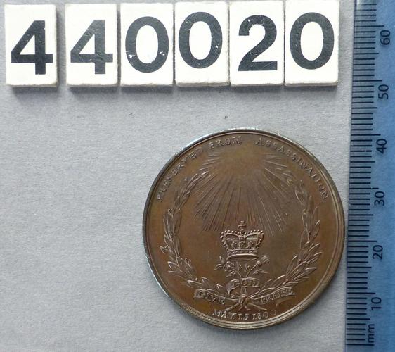Medal commemorating the Preservation of King George III from Assassination