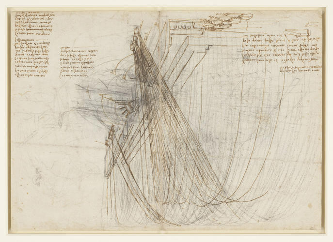 Recto: A horse and rider, and studies for Leda. Verso: Mortars bombarding a fortress