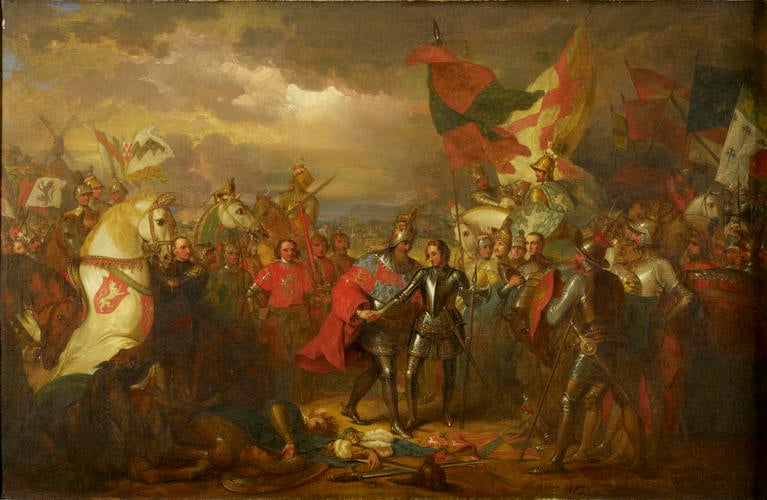 Edward III (1312-1377) with the Black Prince (1330-1376) after the Battle of Crécy (1346) Edward III (1312-1377) with the Black Prince (1330-1376) after the Battle of Crécy (1346)