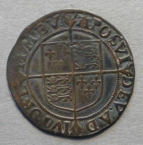 England. Elizabeth I, hammered coinage shilling, mintmark. A