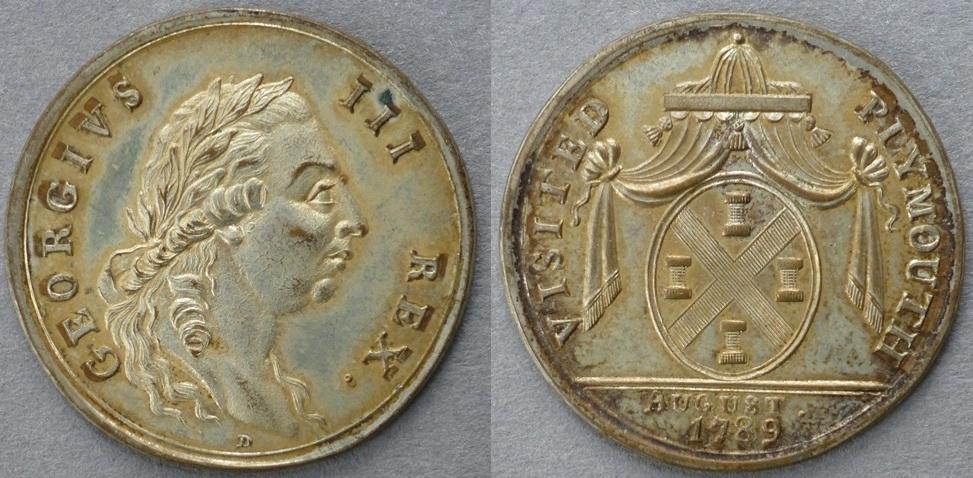 Great Britain. Medal commemorating the visit of King George III to Plymouth, 1789 Great Britain. Medal commemorating the visit of King George III to Plymouth, 1789