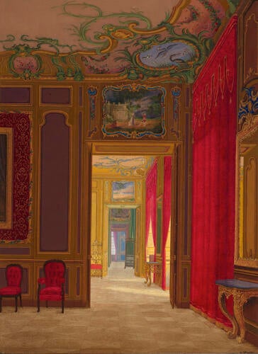 Views of Schloss Brühl: First Anteroom to the Staatsappartement; a vista of rooms Views of Schloss Brühl: First Anteroom to the Staatsappartement; a vista of rooms