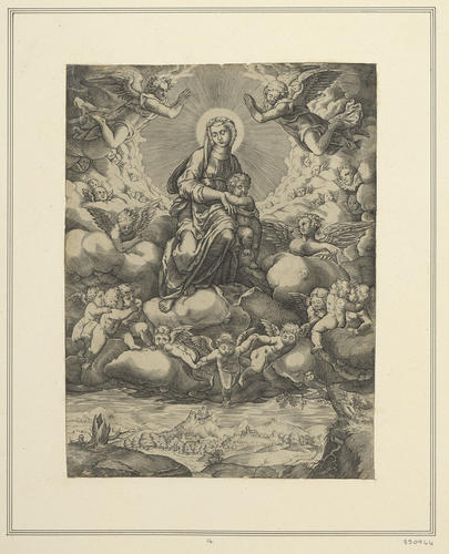 The Virgin and Child seated on Clouds