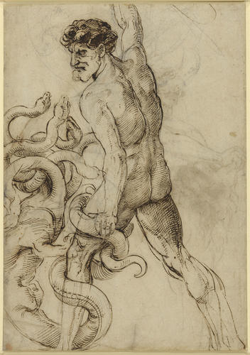 Hercules and the Hydra. Verso: Hercules and the Nemean Lion