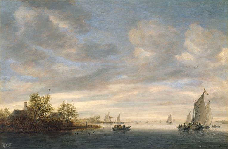 A River Landscape with Sailing Boats