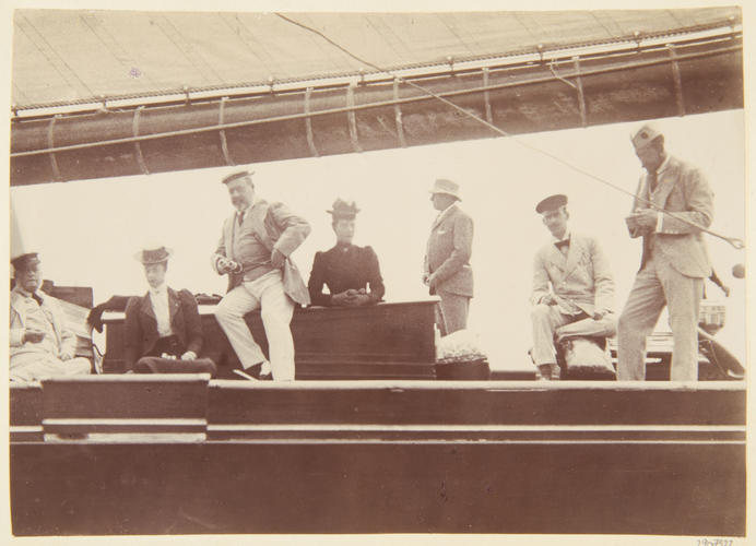 Royal party on board yacht, August 1896. [Album: Photographic Portraits, vol. 7/65 1892-1898]