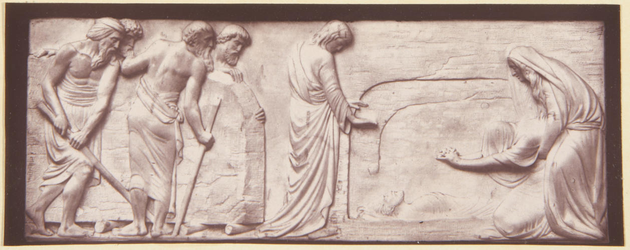 A bas-relief of The Disciples Rolling the Stone from Christ's tomb: Albert Memorial Chapel, Windsor