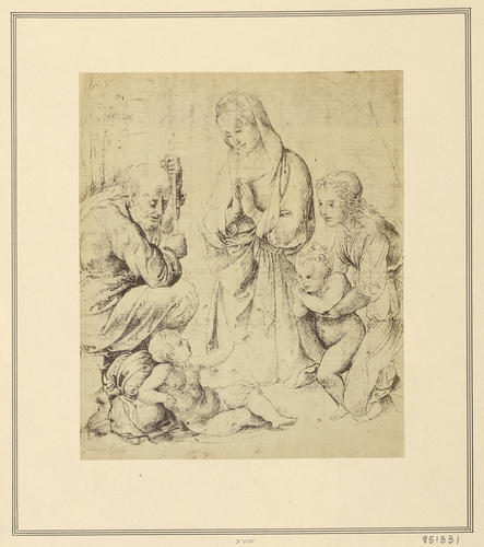 Holy Family with an angel presenting the Infant Baptist